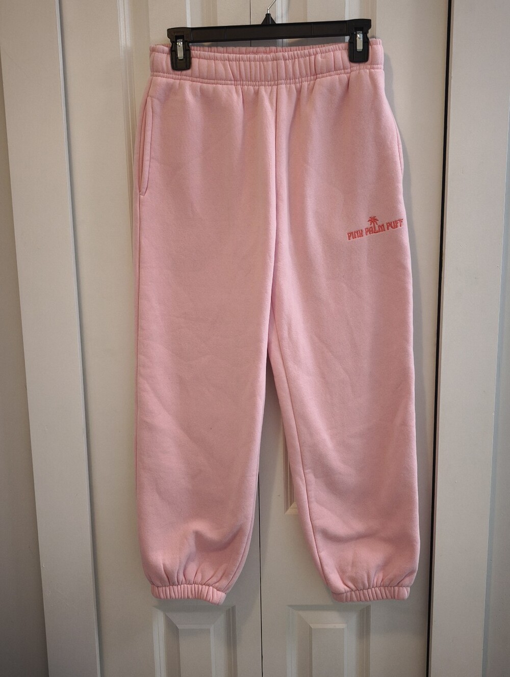 Pink Palm Puff Puff Sweatpants Pink Small Short SS Embroidered Logo Joggers